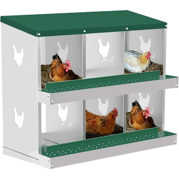 2025 New Metal Chicken Nesting Boxes, Heavy-Duty Galvanized Steel Egg Laying Box with 6,8,10 Compartments, Rustproof, Easy to Install & Clean, Wall-Mountable Design for Poultry Coops