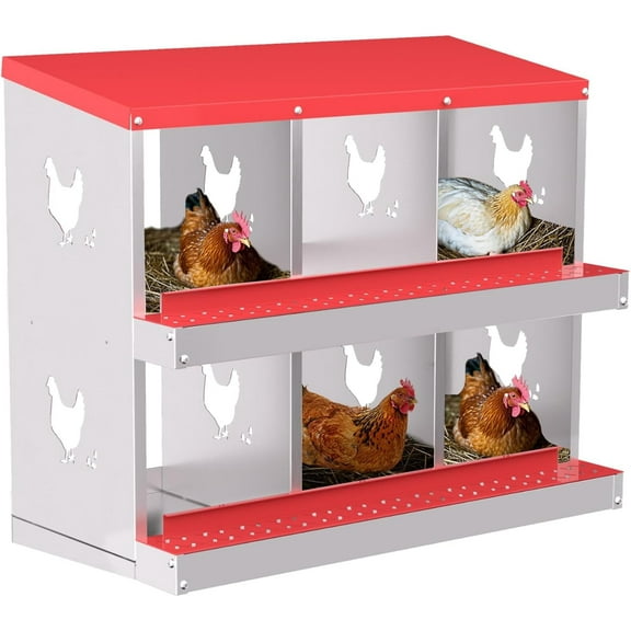 2025 New Metal Chicken Nesting Boxes, Heavy-Duty Galvanized Steel Egg Laying Box with 6,8,10 Compartments, Rustproof, Easy to Install & Clean, Wall-Mountable Design for Poultry Coops