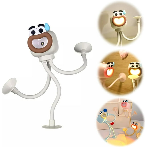 2025 New Mini Night Light, Changeable Shape Funny Sportsman Night Light, Cute Light Bulb DIY Shape Night Lights, Suction Cup Bendable Desk Lamp Decompression Ornaments