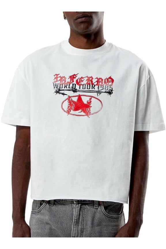 [2025 New Model]【Hot】Round-neck short-sleeved T-shirtPacSun Men's World Tour Cropped Boxy T-ShirtHip-hop street style