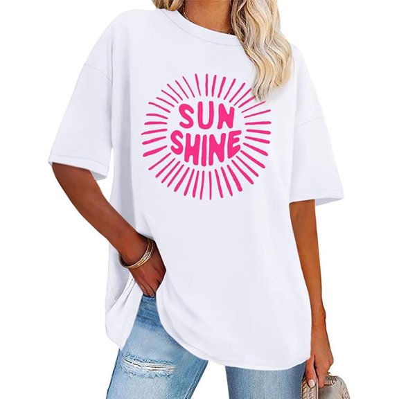 [2025 New Model]Womens Oversized Tshirt Graphic Tees Crew Neck Summer Short Sleeve Loose Fit TopsHip-hop street style