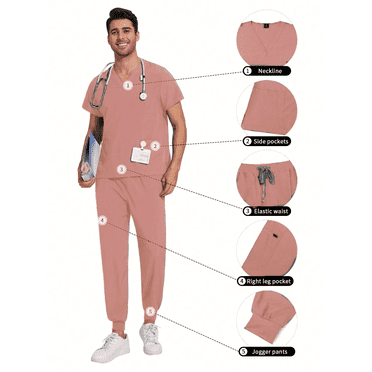 2025 New Multicolor Short Sleeve Mens Scrubs Uniforms Doctor Work Clothes Dentist Set Scrubs Tops Pants Men Hospital Nurse