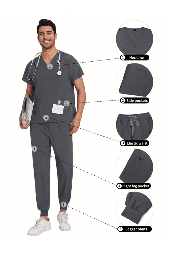 2025 New Multicolor Short Sleeve Mens Scrubs Uniforms Doctor Work Clothes Dentist Set Scrubs Tops Pants Men Hospital Nurse