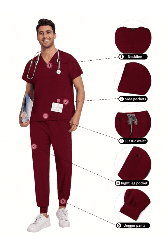 2025 New Multicolor Short Sleeve Mens Scrubs Uniforms Doctor Work Clothes Dentist Set Scrubs Tops Pants Men Hospital Nurse