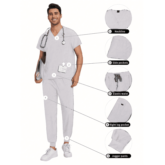 2025 New Multicolor Short Sleeve Mens Scrubs Uniforms Doctor Work Clothes Dentist Set Scrubs Tops Pants Men Hospital Nurse