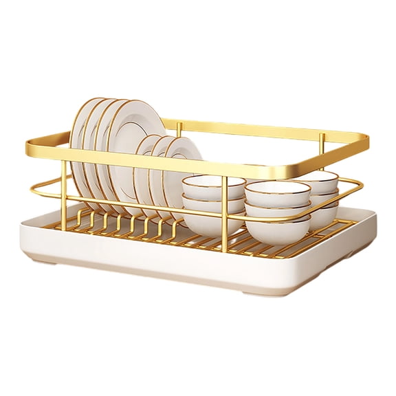 2025 New Multifunctional Dish Drying Rack with Utensil Holder and Drainer Tray, Stainless Steel Countertop Dish Rack Organizer for Dishes Glasses Cutlery, Kitchen Essentials Space Efficient Design