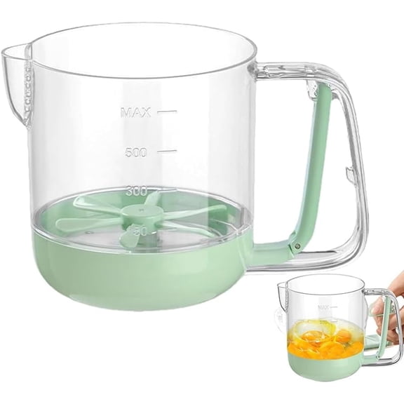 2025 New Multifunctional Egg Stir Cup, Semi Automatic Hand Pressed Mixer with Scale measuring cup, Stainless Steel Whisk for Baking, Cooking, Beat eggs fast no batteries needed