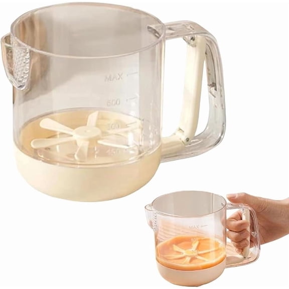 2025 New Multifunctional Egg Stir Cup, Semi Automatic Hand Pressed Mixer with Scale measuring cup, Stainless Steel Whisk for Baking, Cooking, Beat eggs fast no batteries needed