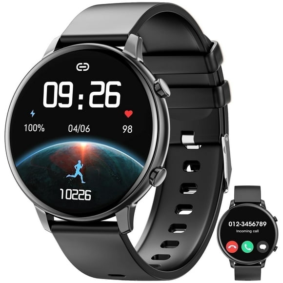 Haulvean 1.39-inch Men Women's Smart Watch, with Answer/Make Calls/100 Sport Modes, Fitness Tracker Smartwatch, Fits for Android and Iphone Devices(Black)