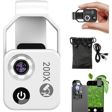 2025 New Nano Zoom 200x for iPhone, Nanozoom 200x for iPhone, 200x Pocket Microscope Camera, Zoom Lens for iPhone, Magnification Zoom with cpl Lens, More Stable and Clearer (White)