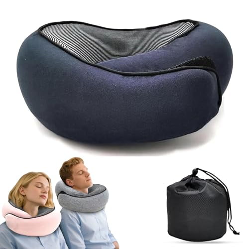 2025 New Neck Travel Pillow | Memory Foam Neck Pillow for Comfort on Airplane | Compact and Ergonomic Design for Travel,Car Rides,Offices,and Home Use | Ideal for Adults and Kids(Dark Blue)