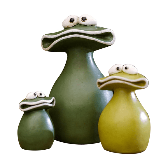 2025 New! New Big Mouth Frog Garden Decoration Waterproof Resin Family of Three Statue