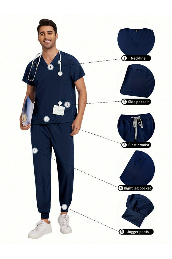 2025 New New Multicolor Short Sleeve Mens Scrubs Uniforms Doctor Work Clothes Dentist Set Scrubs Tops Pants Men Hospital Nurse Work Wear Uniforms