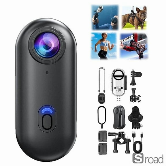 2025 New Black Camera with 4k/1080p, Waterproof Case, Magnetic Clip, 360° Rotation, Ideal for Sports, Cycling, Diving, Travel & Outdoor Exploration (Black - 4K),black