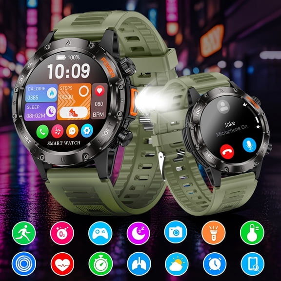 2025 New Outdoor Smartwatch, 3D Dynamic Dial, 60HZ High Refresh Rate Screen, Extreme Screen-To-Body Ratio, One-Touch Wireless Connection, LED Light, 100+ Multi-Sport Modes, AI Voice Assistant