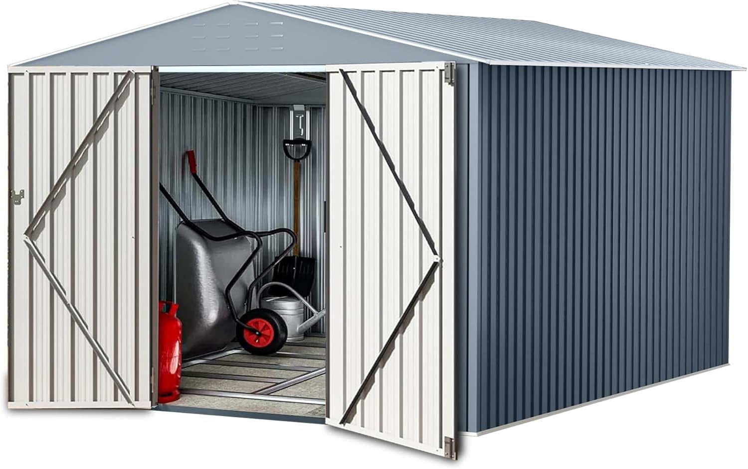 2025 New Outdoor Storage Shed,Large Garden Shed,Large Metal Tool Sheds with Slooping Roof and Vents,Updated Reinforced and Lockable Doors Frame Metal Storage Shed for Patiofor Backyard,Patio