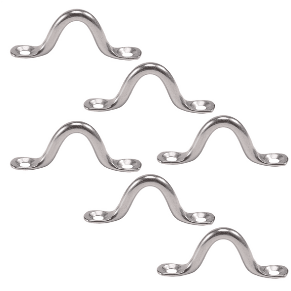 2025 New! Pack of 6 Stainless Steel Bimini Boat Top PAD EYE , Eye Straps, Tie Down, Kayak Deck Loops, Down Anchor Point, footman's loop FOR Canoe Rigging