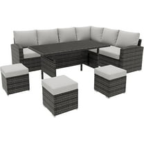 2025 New Patio Furniture Set, 7 Pieces Outdoor Furniture with Soft Cushions and Coffee Table, All-Weather Rattan Outdoor Patio Set for Balcony and Garden.