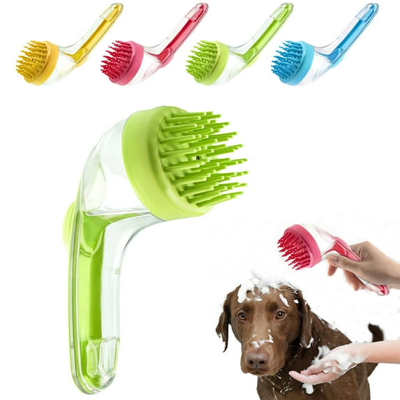2025 New Pet Bath Brush, Dog Bath Brush Dog Scrubber for Bath, Bathing Dog Grooming Massage Brush for Long Short Haired Dogs Cats Shower (Green)