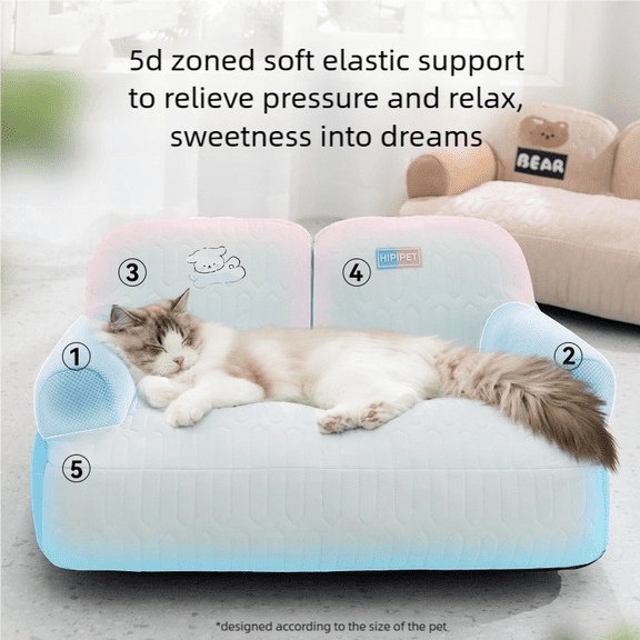 2025 New Pet Sofa Bed, Breathable Cooling Cat/Dog Bed with Latex, 2 Sizes (M/L) & 2 Colors, All - Season Use