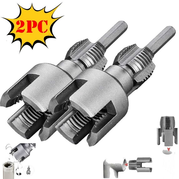 2025 New Pipe Thread Cutting Tool,Integrated Internal & External Pipe Threading Tool,Electric Drill Compatible PVC Pipe Threader Kit,1/2" (DN15) 3/4" (DN20) Pipe Sizes Rethreading Tool(1/2"+ 3/4")