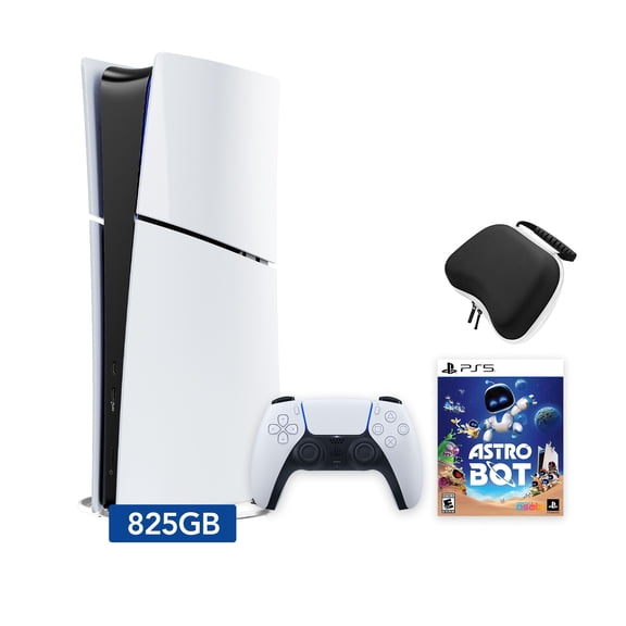 2025 New PlayStation 5 Slim Digital Edition ASTRO BOT Bundle and Mytrix Controller Case - White, Slim PS5 825GB PCIe SSD Gaming Console