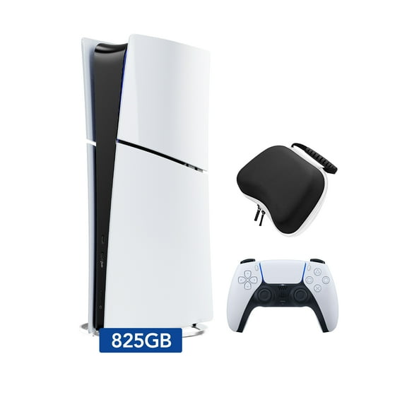 2025 New PlayStation 5 Slim Digital Edition Console, Controller and Mytrix Controller Case - White, Slim PS5 825GB PCIe SSD Gaming Console