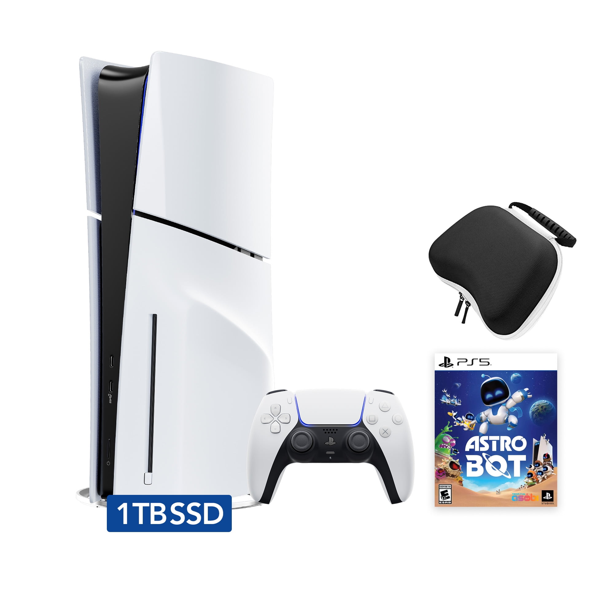 2025 New PlayStation 5 Slim Disc Edition ASTRO BOT Bundle and Mytrix Controller Case - White, Slim PS5 1TB PCIe SSD Gaming Console