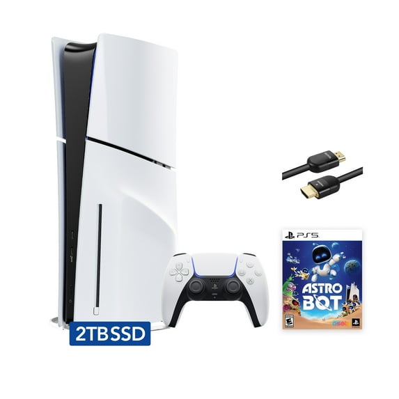 2025 New PlayStation 5 Slim Upgraded 2TB Disc Edition ASTRO BOT Bundle and Mytrix 8K HDMI Ultra High Speed Cable - White, Slim PS5 2TB PCIe SSD Gaming Console