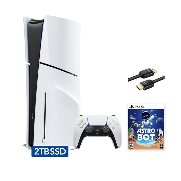 2025 New PlayStation 5 Slim Upgraded 2TB Disc Edition ASTRO BOT Bundle and Mytrix 8K HDMI Ultra High Speed Cable - White, Slim PS5 2TB PCIe SSD Gaming Console