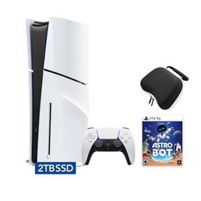 2025 New PlayStation 5 Slim Upgraded 2TB Disc Edition ASTRO BOT Bundle and Mytrix Controller Case - White, Slim PS5 2TB PCIe SSD Gaming Console