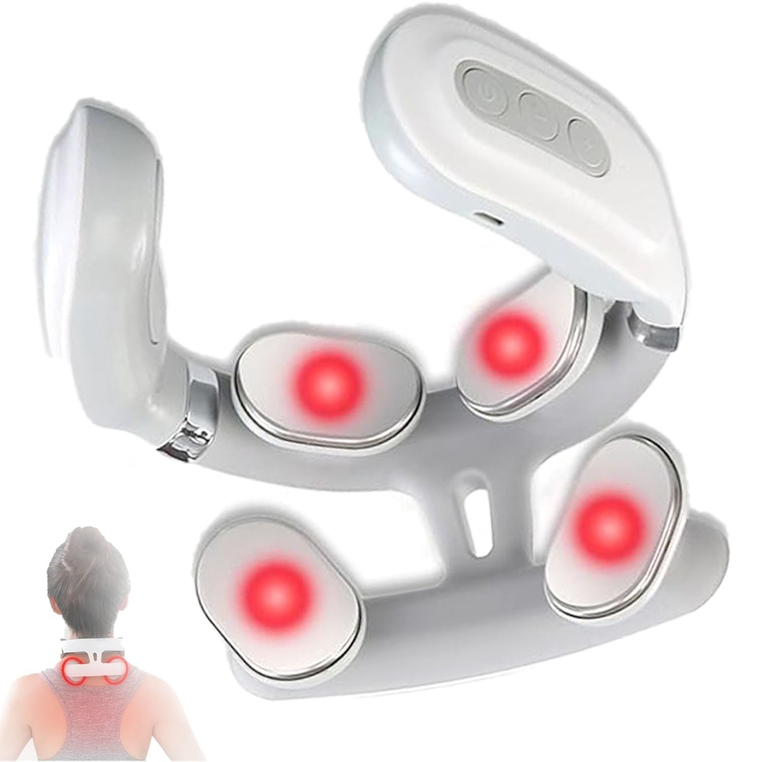 2025 New Portable Neck Heated Electric Massagers,Neck and Shoulder 6 Modes | 14 Levels | 4 Head Electric Massage with Heat for Home/Office