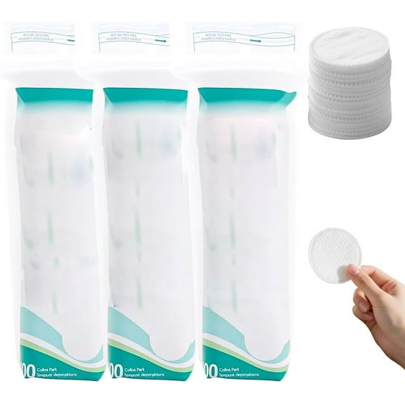 2025 New Premium Cotton Rounds for Face, 300 Count Makeup Remover Pads, Facial Cleansing Round Pads, Soft, Hypoallergenic, Lint-Free, Highly Absorbent