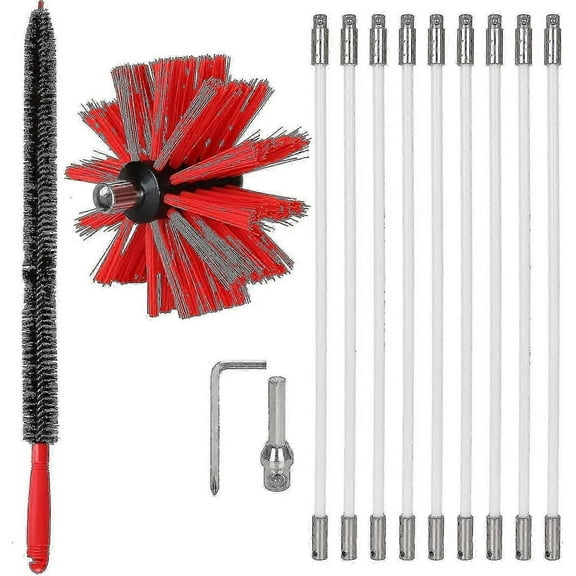 2025 New Professional Chimney Sweeping Kit 3.6m - Adjustable Nylon Chimney Cleaning Brush 100mm - Ducts 9 Chimney Sweeping Rods - Chimney Sweeping Kit