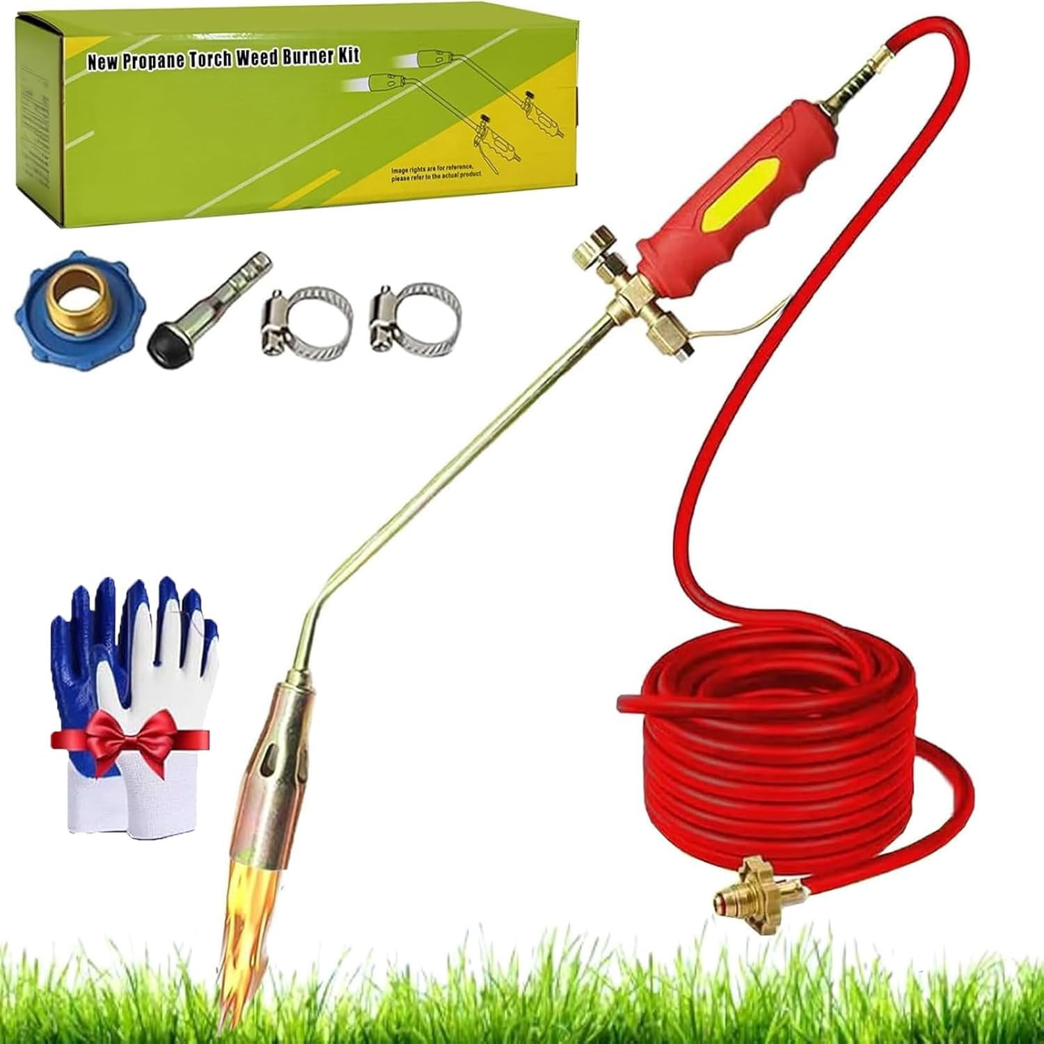 2025 New Propane Torch Weed Burner Kit, Upgraded Weed Flame Torch with Push Button Self Igniter, High Output 2,400,000 BTU Portable Torch Gun for Outside Garden