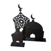 2025 New Ramadan Decorations for Table Sign, Acrylic Eid Mubarak Table Sign Golden Hollow Ornament for Party Tabletop Decor Home Art Craft Decoration