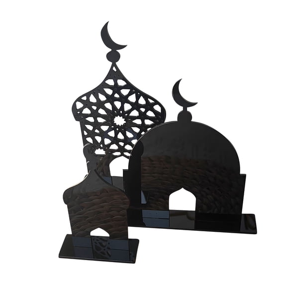 2025 New Ramadan Decorations for Table Sign, Acrylic Eid Mubarak Table Sign Golden Hollow Ornament for Party Tabletop Decor Home Art Craft Decoration