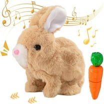 My Realistic Bunny Toy, 2025 Upgraded Interactive Easter Bunny Toy, Hopping Easter Basket Stuffers Animal, Can Walk and Talk Shaking Ears Realistic Bunnies Plush Easter Gifts for Kids (Brown)