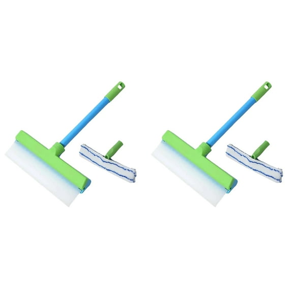 2025 New Recyclable Silicone Window Squeegee Kit - Glass Cleaning Tools with Rotatable Rubber Squeegee & Microfiber Scrubber - Streak-Free Cleaner for Shower Mirror Car Windows Doors Home Office