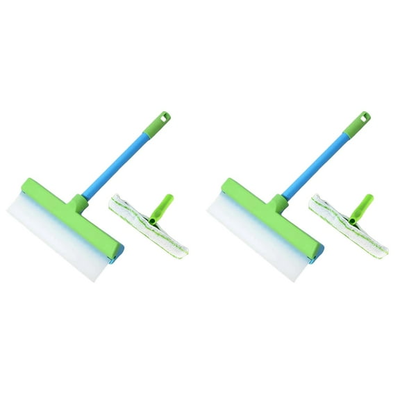 2025 New Recyclable Silicone Window Squeegee Kit - Glass Cleaning Tools with Rotatable Rubber Squeegee & Microfiber Scrubber - Streak-Free Cleaner for Shower Mirror Car Windows Doors Home Office