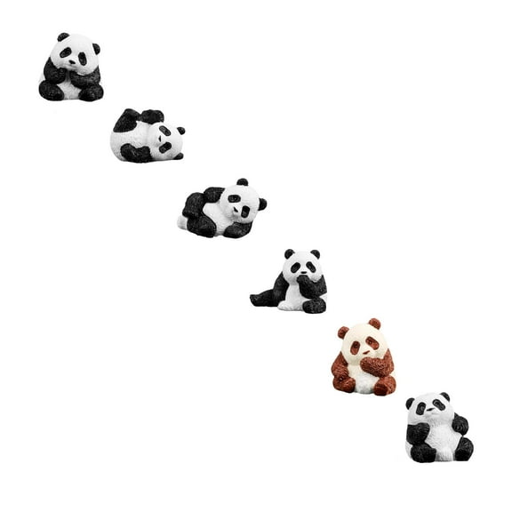 2025 New Resin Panda Decor Set - Cute Mini Panda Figurines for Birthday Cake Toppers, Party Decorations, Office Desktop & Car Accessories - Girls Gift