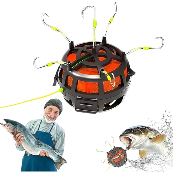 2025 New Reverse Bottom Bait Cage Fishing Hook, 360 ° Floating Bait Cage, Spring Baits Cages Trap Fishings Hooks, Compatible with Cubes, Pellets, Powdered-Baits for Under 27lb Fish