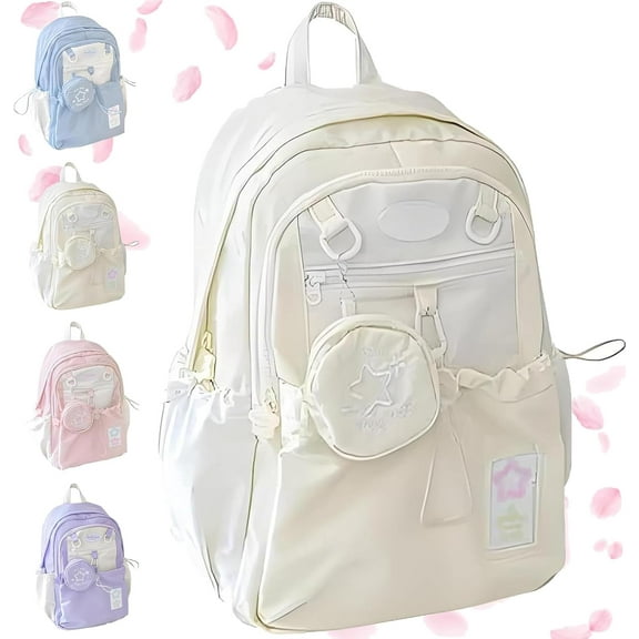 2025 New Rosy Posy Backpack, Cream Star Drawstring Backpack, Large Capacity, Durable Waterproof