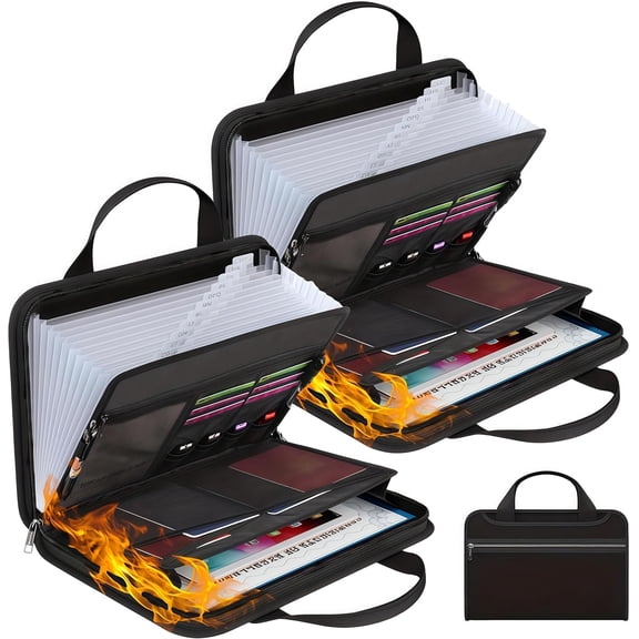 2025 New Rushclick File Folder, Rushclick Document Folder, 13pocket Large Capacity A4 Fireproof and Waterproof Files Folders with Handle Colored Tabs