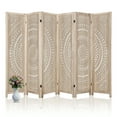 thumbnail image 1 of 2025 New Rustic Wood Room Divider - 67" Farmhouse Privacy Screen with Floral Cutouts, Folding Partition for Christmas Home Decor, Wood Carved Design for Home Office, Bedroom,Garden & Terrace, 1 of 4