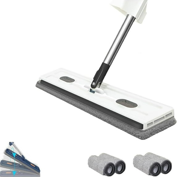 2025 New Saker Plus Mop and Bucket Set, Large Self Wringing Flat Mop with 360° Rotation, 6 Washable Microfiber Pads for Tile, Hardwood, Windows & All Floors