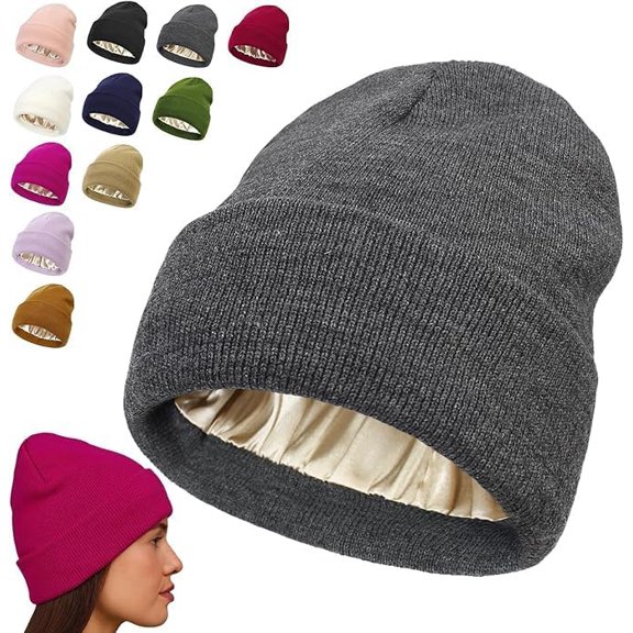 2025 New Satin Lined Beanie, Soft Knitted Cuffed Winter Hat with Silk Lining - Warm Skull Cap for Women & Men