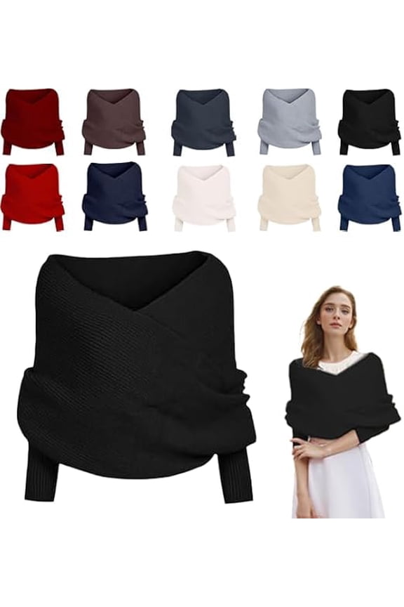 2025 New Scarf With Sleeves for Women, Upgrade Sweater With Sleeves, Multifunctional Cozy Crochet Wrap