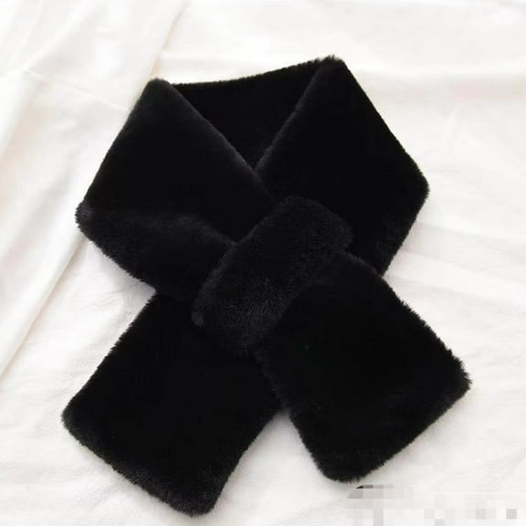 2025 New Scarf for Women Faux Fur Scarves Neck Shrug for Fall Winter Coat Dress(Black)