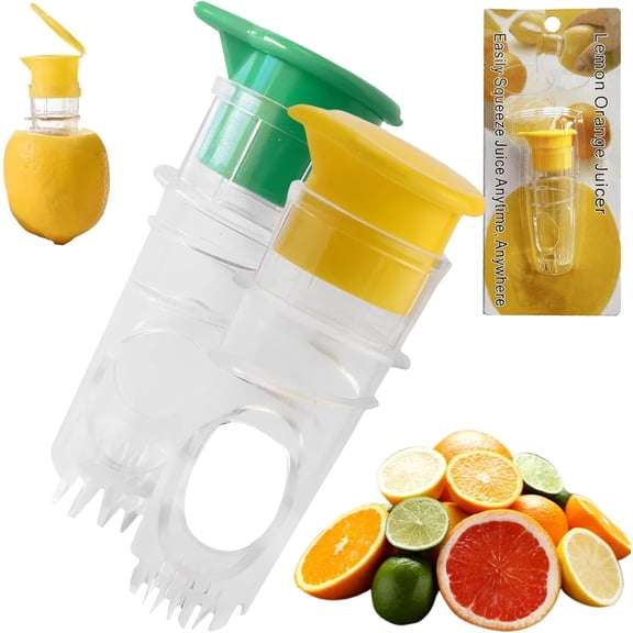 2025 New Screw-Top Lemon Squeezer, Lemon Juicer Squeezer, Portable Plastic Lemon Squeezers, Lemon Mini Squeezer, Manual Juicer Hand, Compact Juice Extractor Citrus Press with Lid (Yellow+Green)